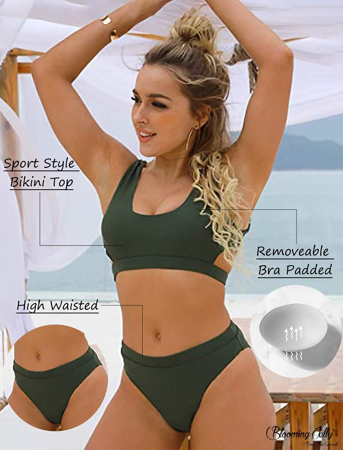 Women'S High Waisted Swimsuit Crop Bikini